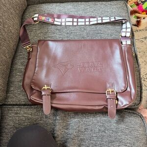 Blue Jays Star Wars Brown Leather Messenger Bag with Classic Design